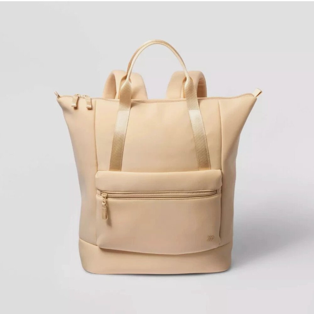 NWT Faux Neoprene Scuba Tote Backpack - All in Motion CREAM